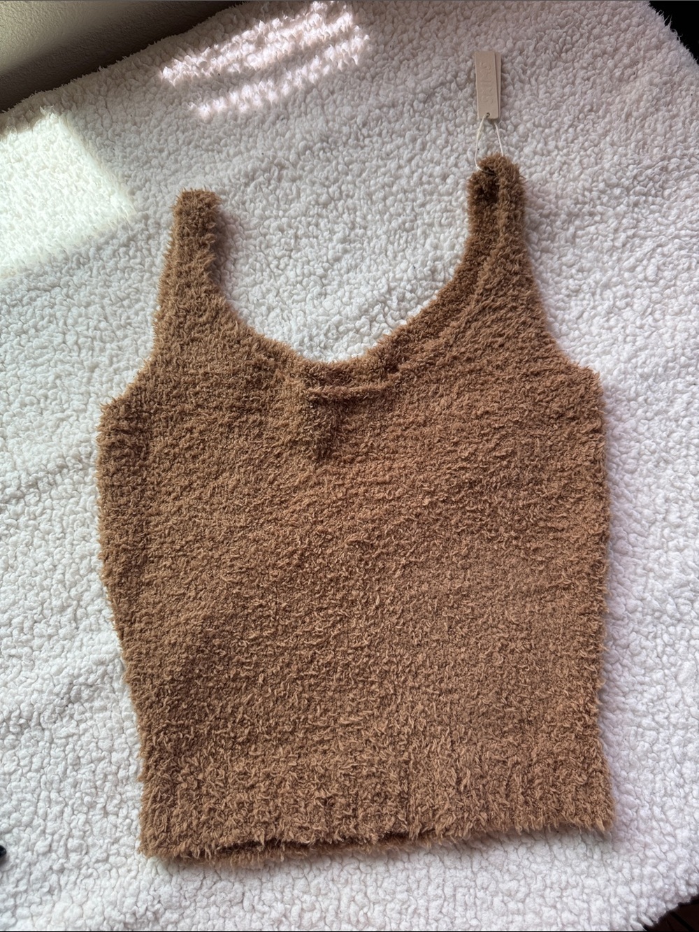 SKIMS Cozy Knit Fuzzy Tank Top in Brown